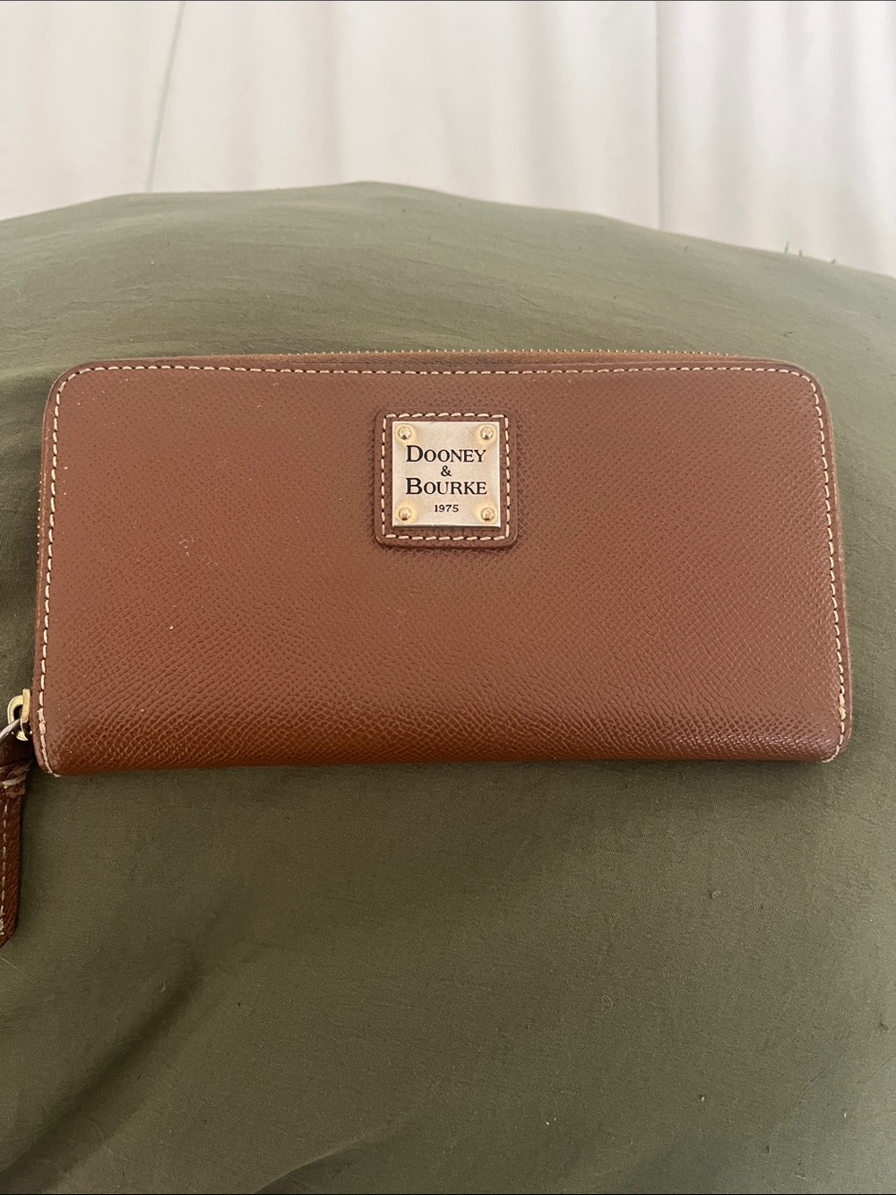 Dooney & Bourke Brown Leather Zip-Around Card Holder